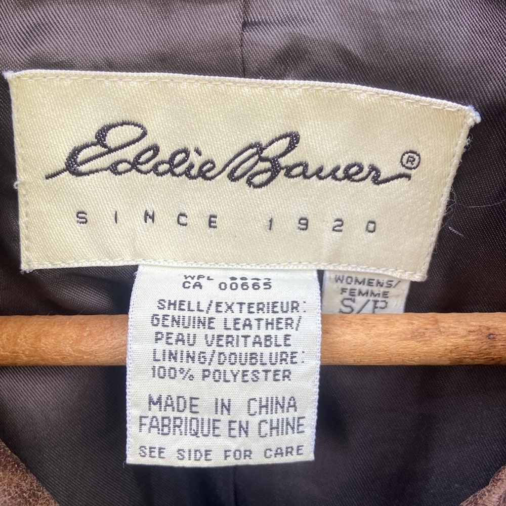 Eddie Bauer Vintage Button Front Brown Leather Jacket Women's Size S - Picture 6 of 10